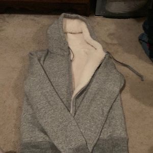 grey fluffy hoodie